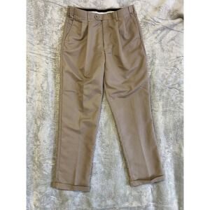 Perry Ellis Portfolio Mens Tan Pleated Cuffed Dress Pants Khaki‎ 36x34 Business